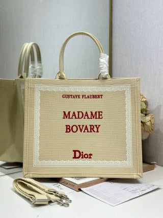 CD Book Tote Embroidered " Madame Bovary" Beige In Canvas 288262