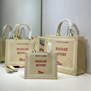 CD Book Tote Embroidered " Madame Bovary" Beige In Canvas 288262