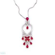 Butterfly Chandelier Classic Pink Silver Diamond Necklace