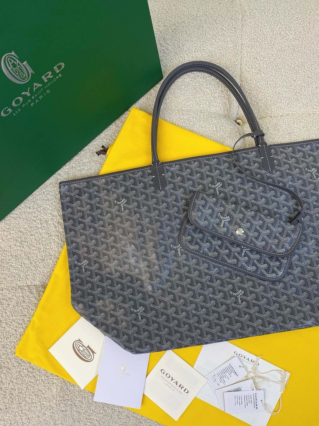 Goyard 2025 Saint Louis Pm Tote Bag Grey Calfskin