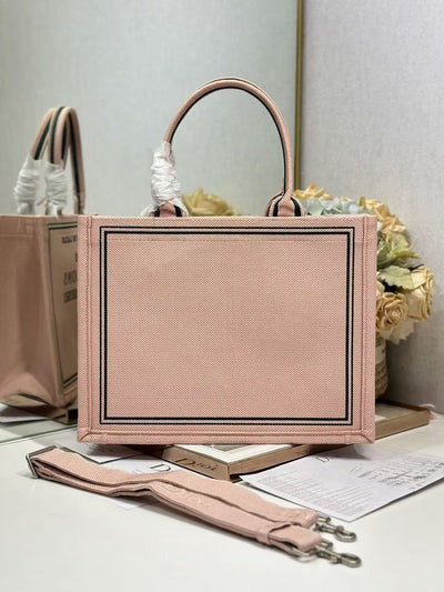 Dior 2026 Book Tote Bag 36CM Embroidered "les Liaisons Dangereuses" Pink Canvas