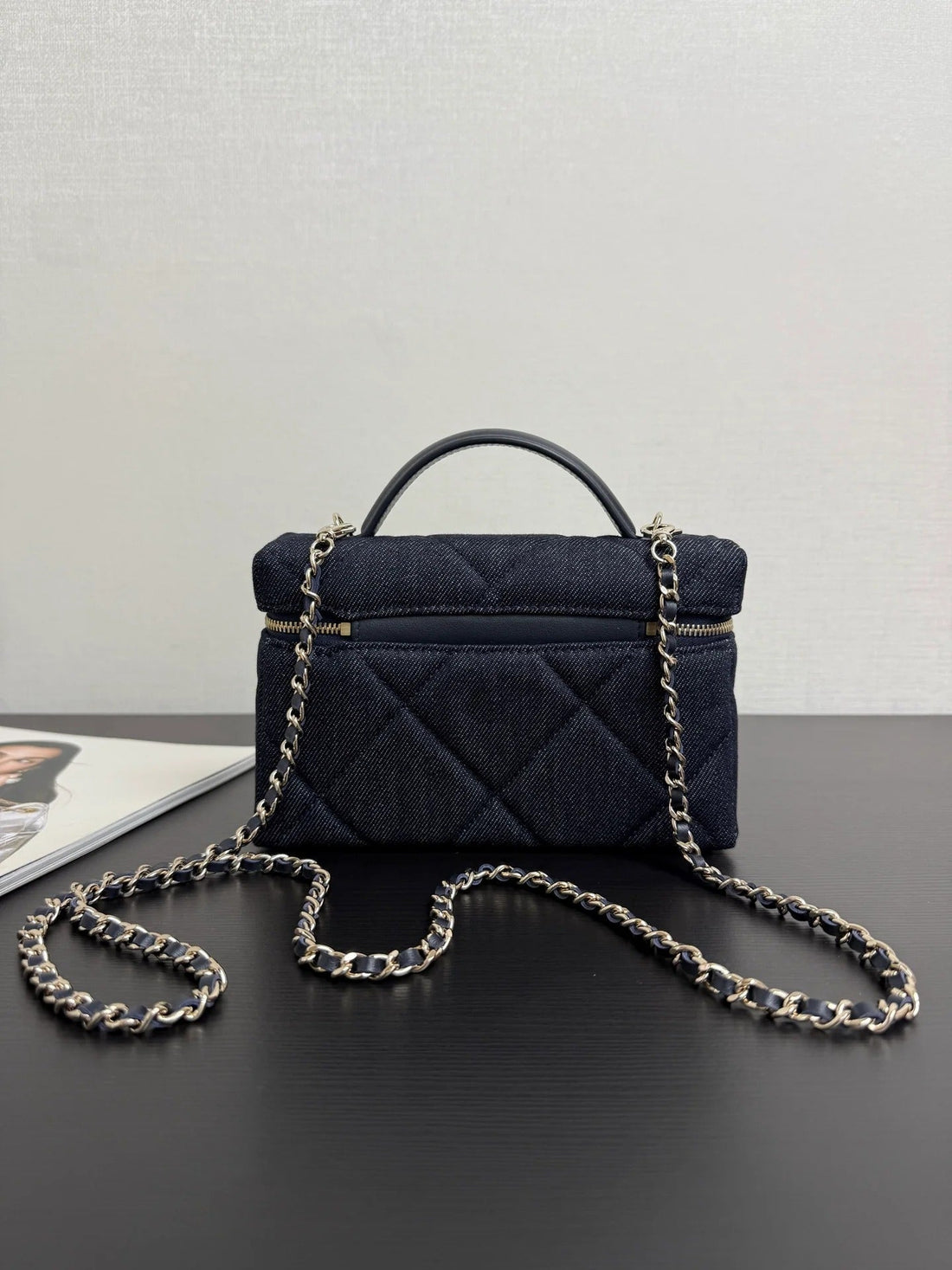 Chanel 2026 Vanity Case 19CM Blue Denim Leather