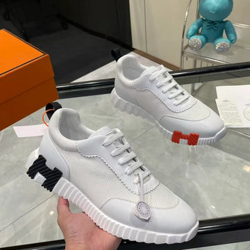 Hermes 2026 Bouncing Sneaker White Black Red Mesh Goatskin