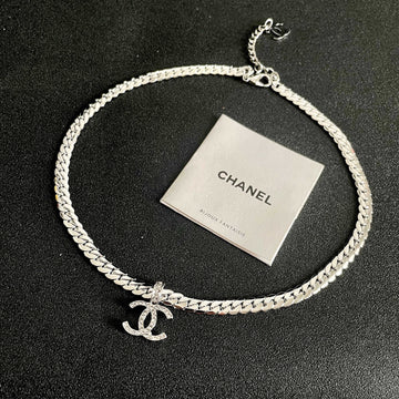 CC Plated Curb Chain Sliver Diamond Necklace