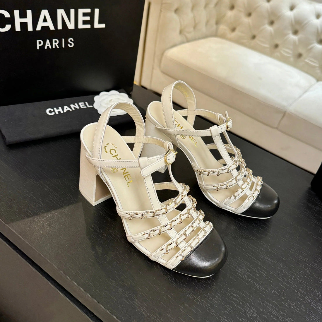 CC 2026 Chunky Heel Sandals 75 Leather
