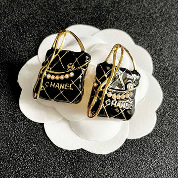 CC Vintage Double C Bag Black Gold Earrings