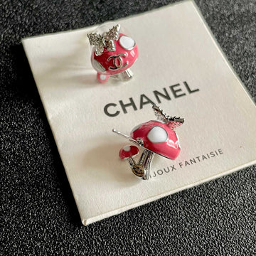 CC Pendant Butterfly Double C Pink Sliver Earrings