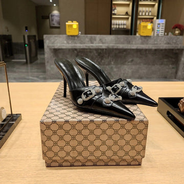 Balenciaga 26S High Heel Mules 90 Leather