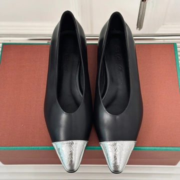 Lp Rebecca Ballet Flats Black Waxed Leather
