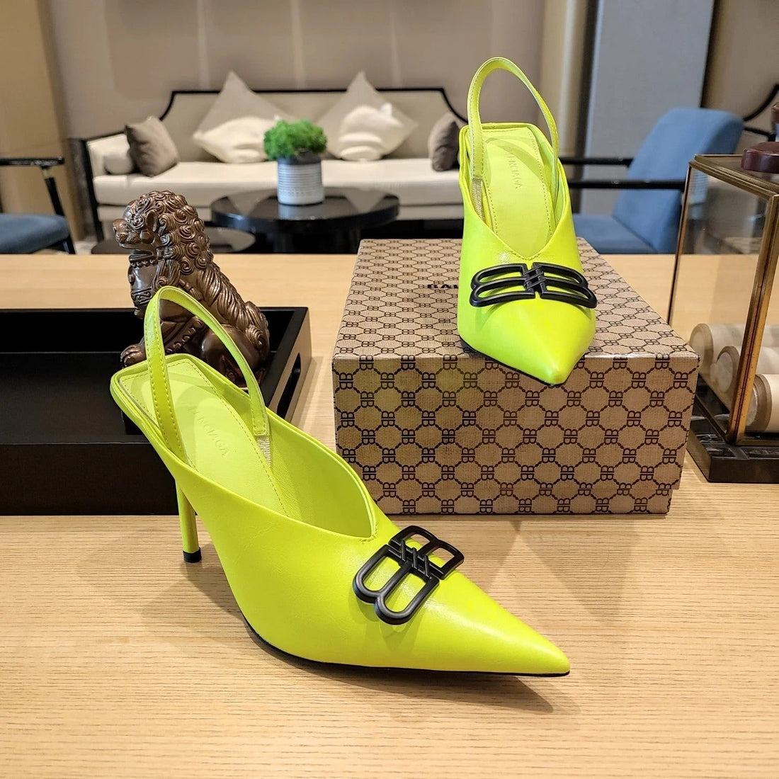 Balenciaga 26S High Heel 100 Neon Green Cowhide 681202