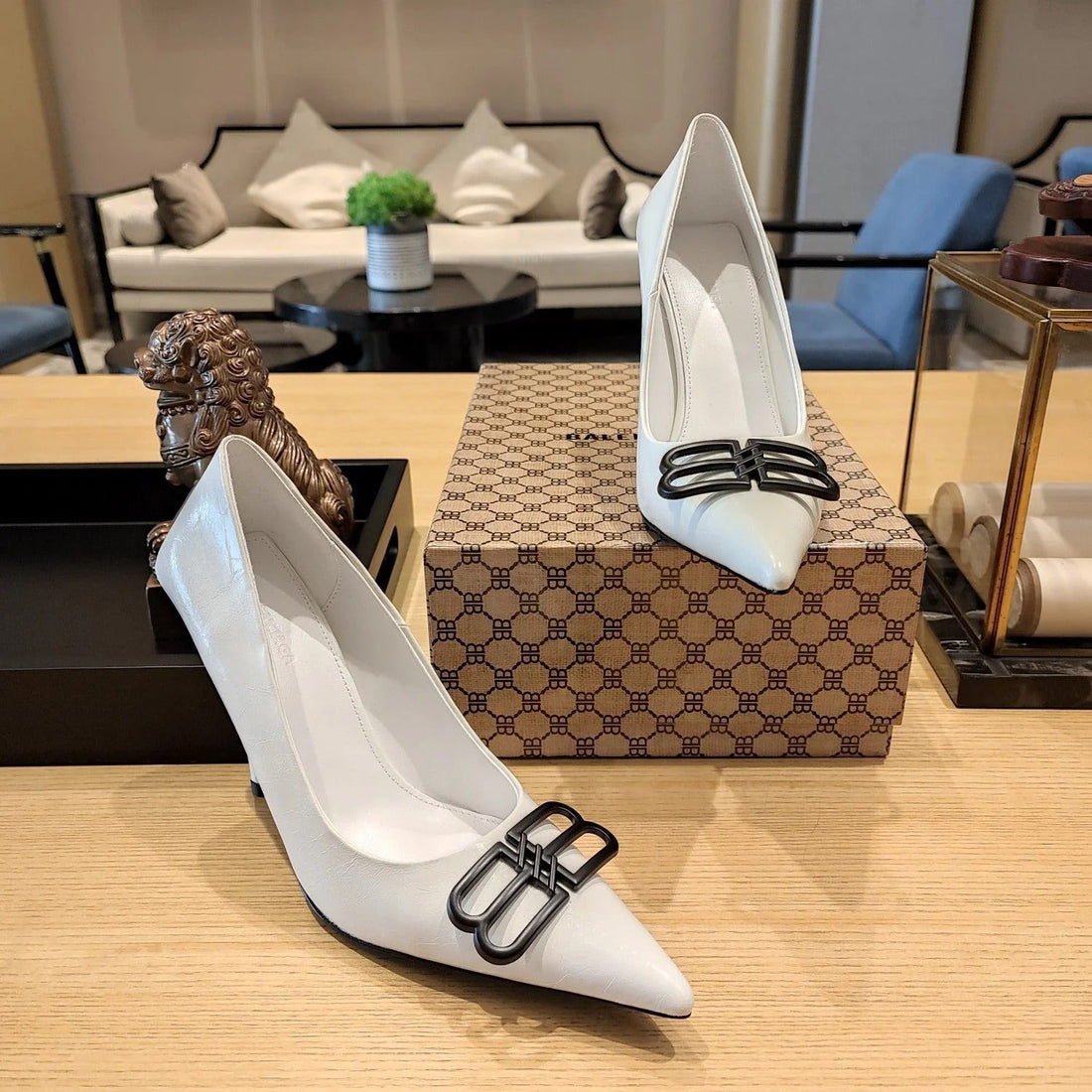 Balenciaga 26S High Heel 100 White Cowhide 681200