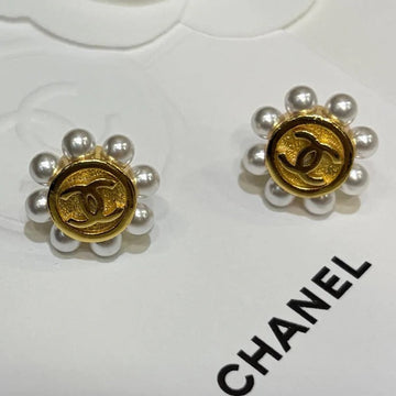 Chanel 2026 Double C Gold Bean Pearl Sunflower Earrings
