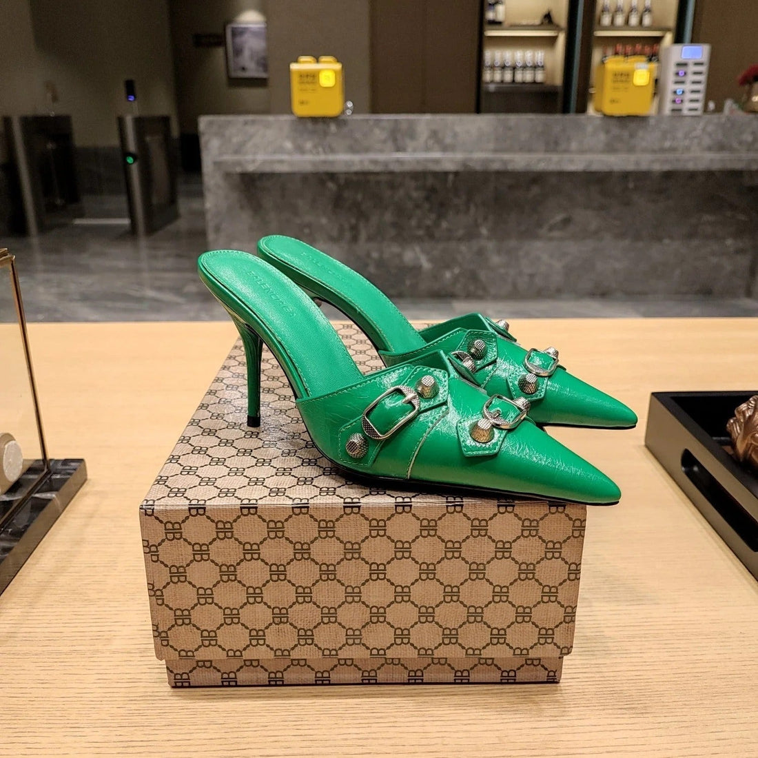 Balenciaga 26S High Heel Mules 90 Leather