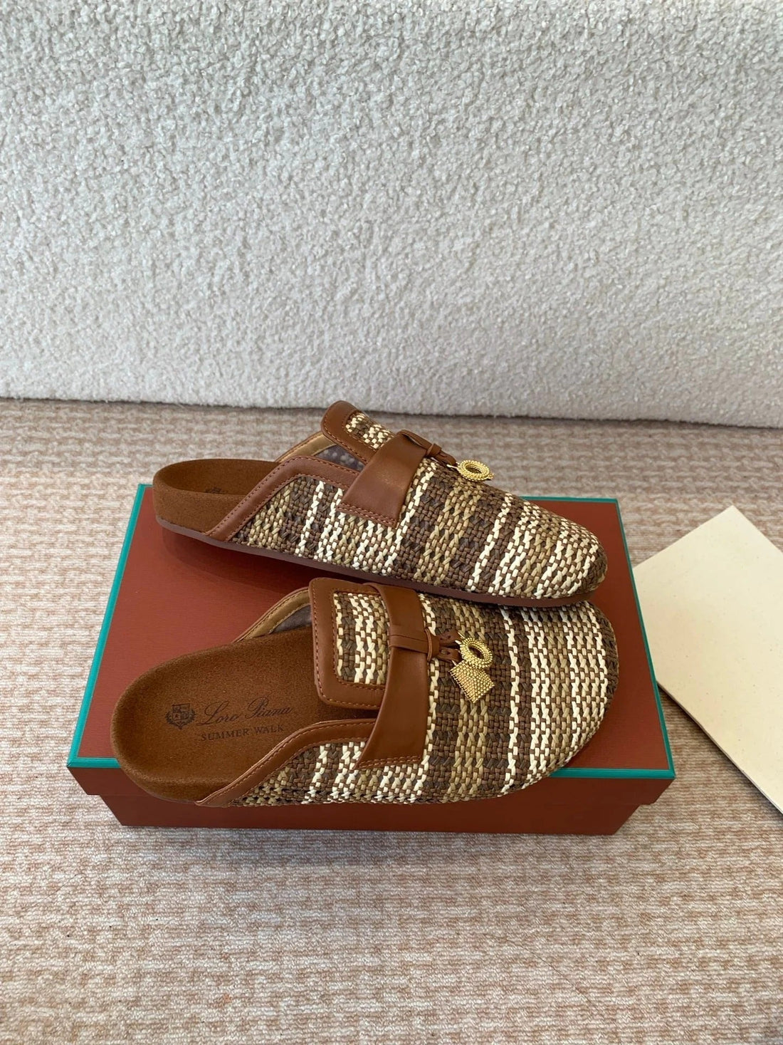 Bubble In Multicolor Raffia Mix Brown Lambskin Gold Hardware