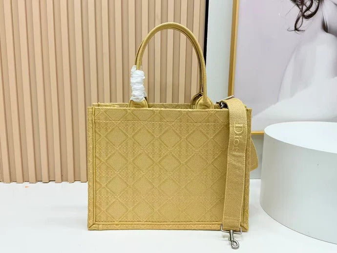 Dior 2026 Book Tote With Embroidered Bee Yellow Canvas