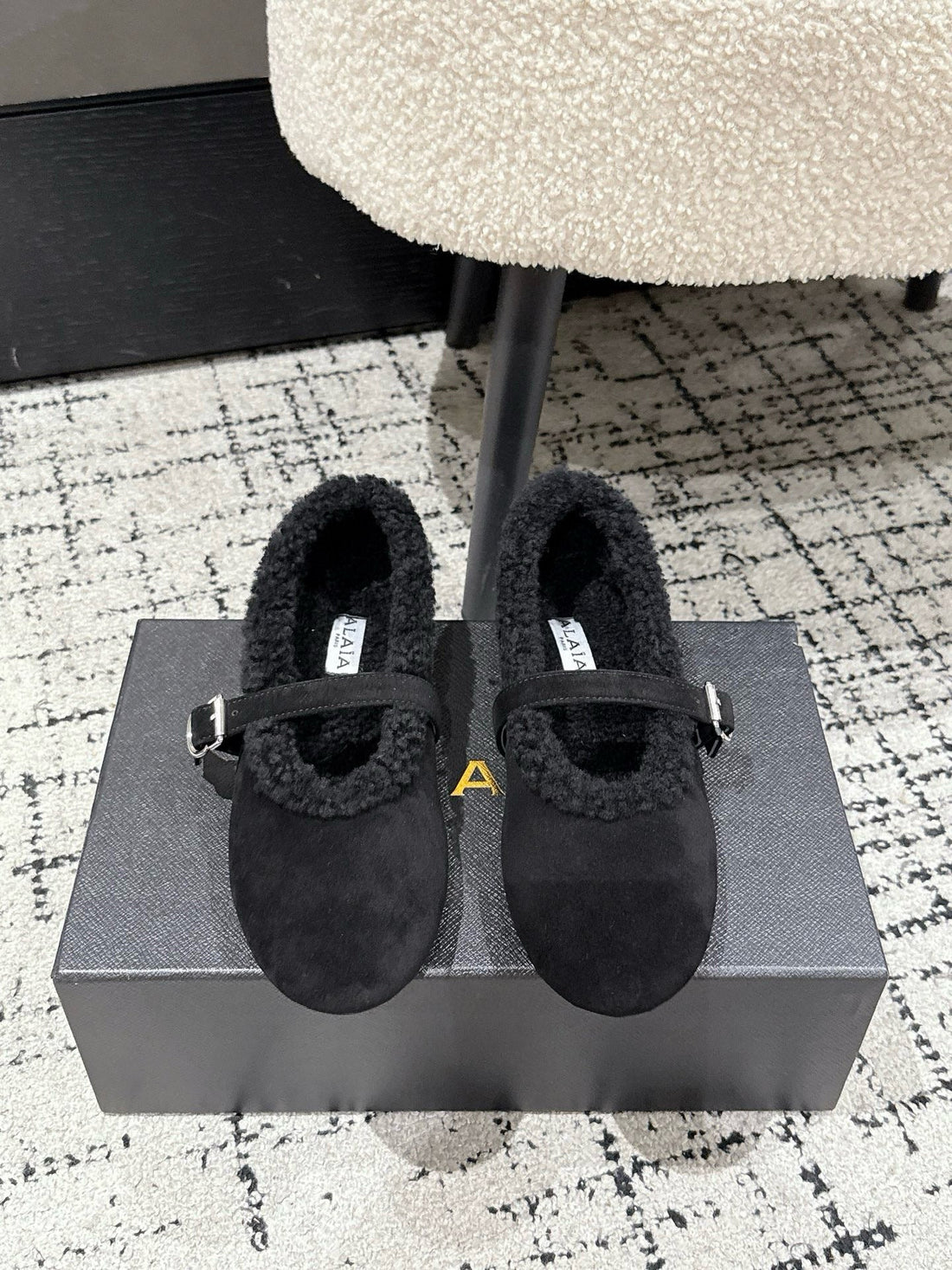 Alaïa 2025 Ballet Flat Black Suede Wool 558651