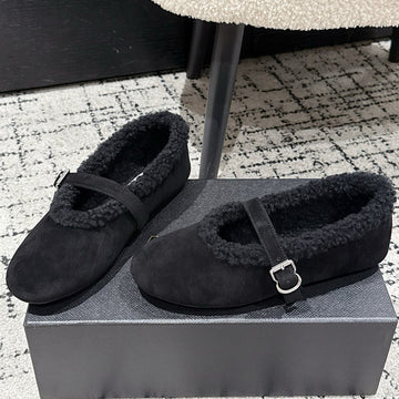 Alaïa 2025 Ballet Flat Black Suede Wool 558651