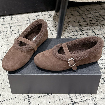 Alaïa 2025 Ballet Flat Brown Suede Wool 558653