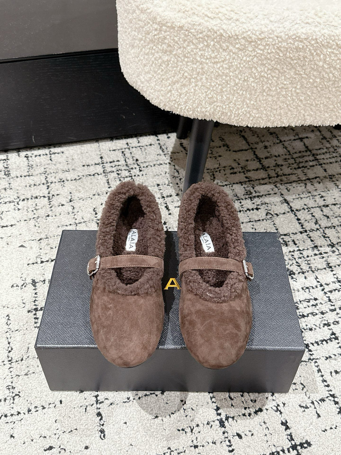 Alaïa 2025 Ballet Flat Brown Suede Wool 558653