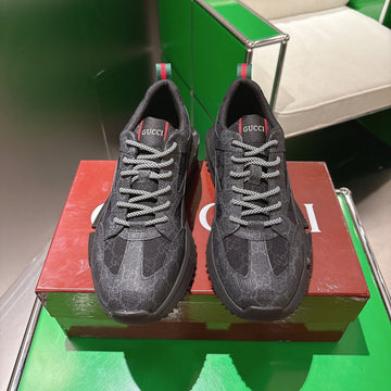 Gucci Rhyton Sneakers Black And Grey Supreme Canvas 507553