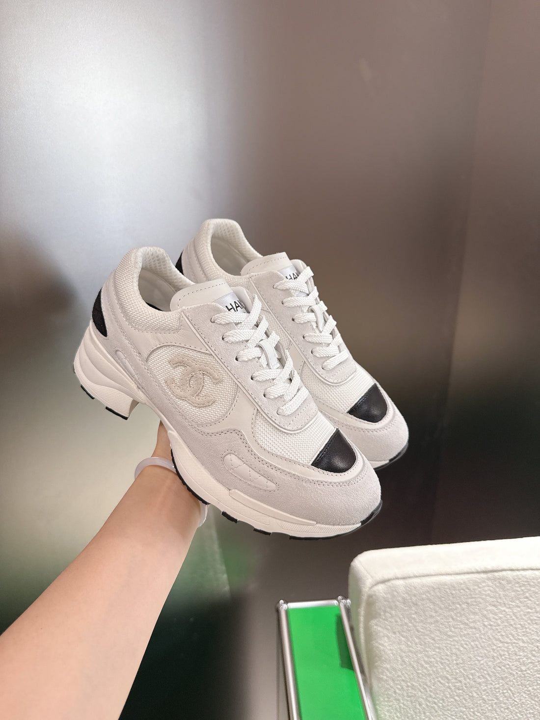 Chanel Low-Top Sneakers 30MM Off-White Calfskin Leather And Mesh 507542