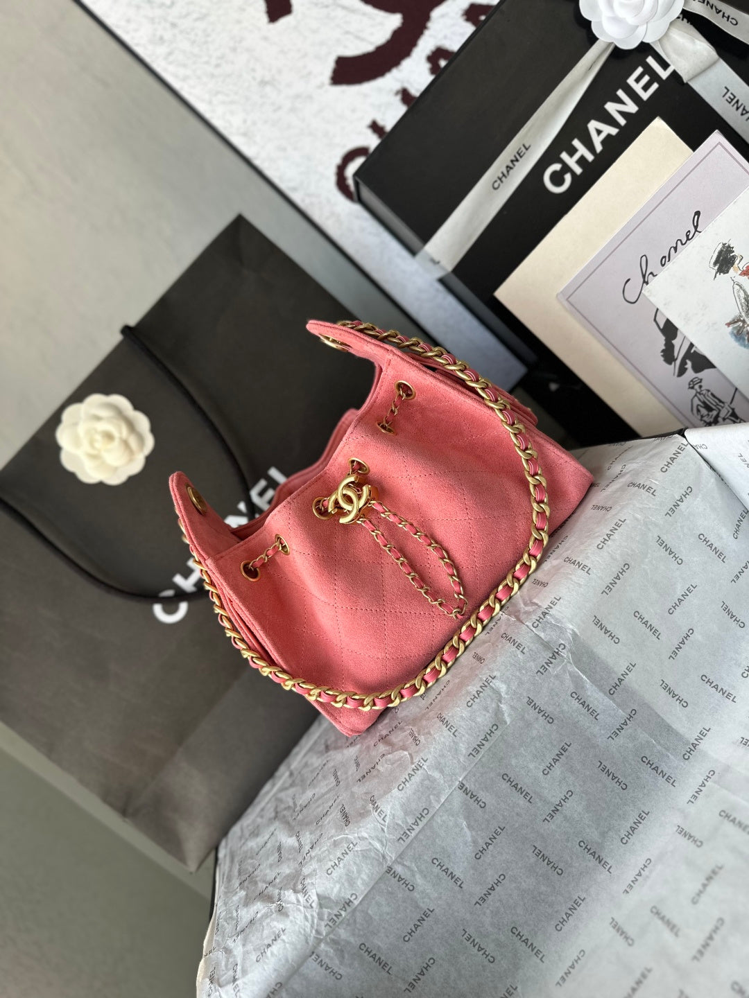 CC 26C Hobo Bag 22CM Hot Pink Suede