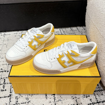 Fendi Match Trainers White Yellow Leather 679605