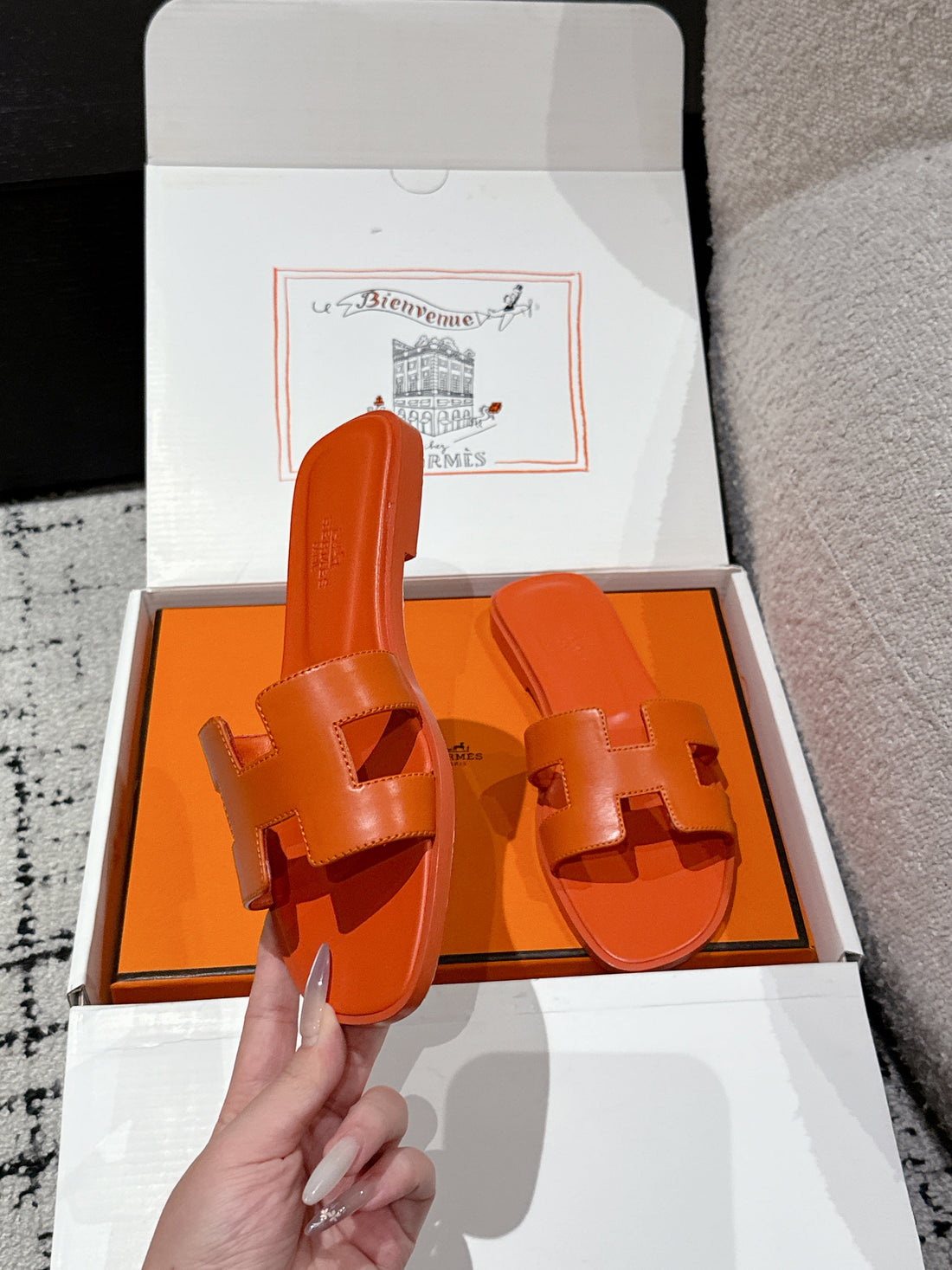 Hm 25 Oran Sandal Orange Calfskin