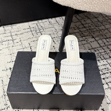 Alaïa Muller High-Heeled White Woven Leather