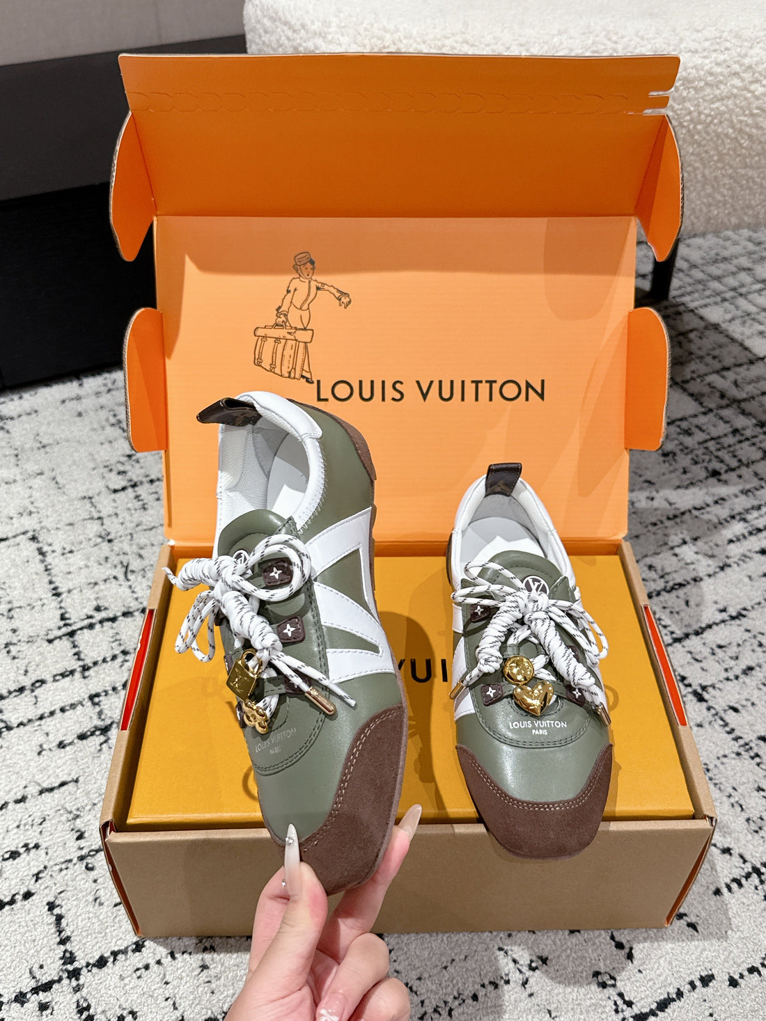 LV Sneakerina Ballet-Style Sneaker Green Brown Cowhide 383383