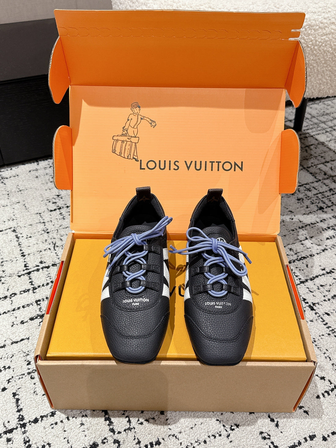 LV Sneakerina Ballet-Style Sneaker Black White Cowhide 383386
