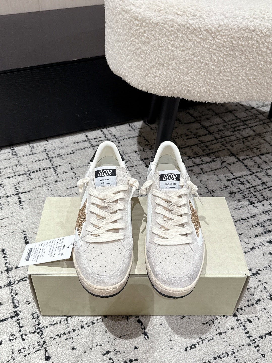 Golden Goose 2025 Star Sneaker Ivory Black Mix Gold Suede Cowhide 500612