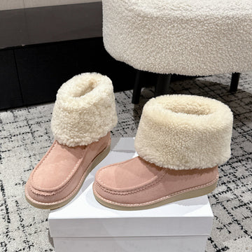 Chloé Snow Boots Light Pink Suede Wool 514333