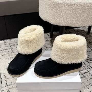 Chloé Snow Boots Black Suede Wool 514335
