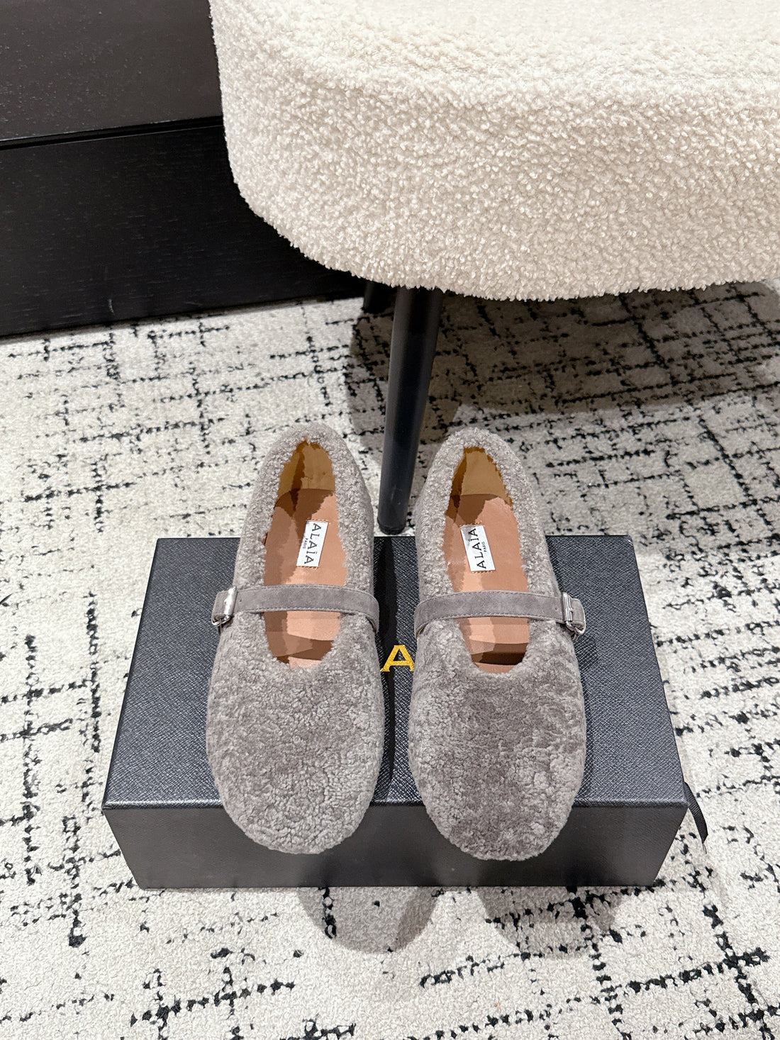 Alaïa 2025 Ballet Flat Gray Wool 558646
