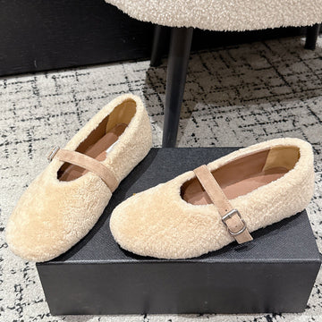 Alaïa 2025 Ballet Flat Beige Wool 558649