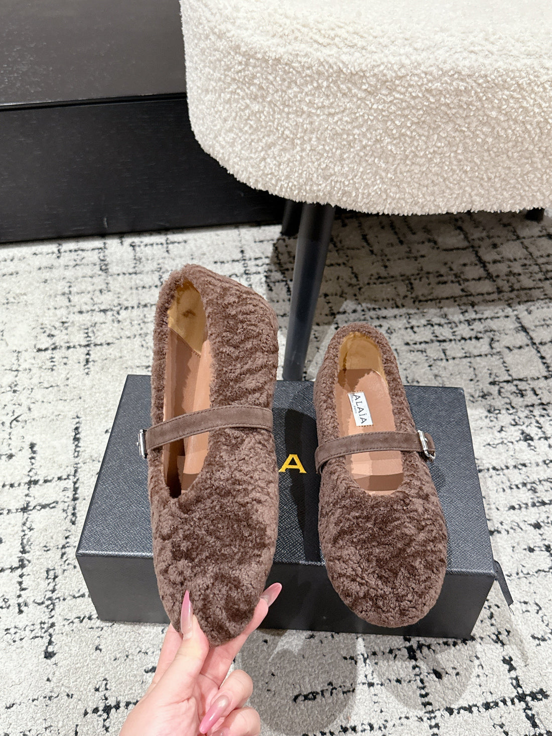 Alaïa 2025 Ballet Flat Brown Wool 558650