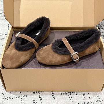 Alaïa 2025 Ballet Flat Brown Black Suede Wool 558672