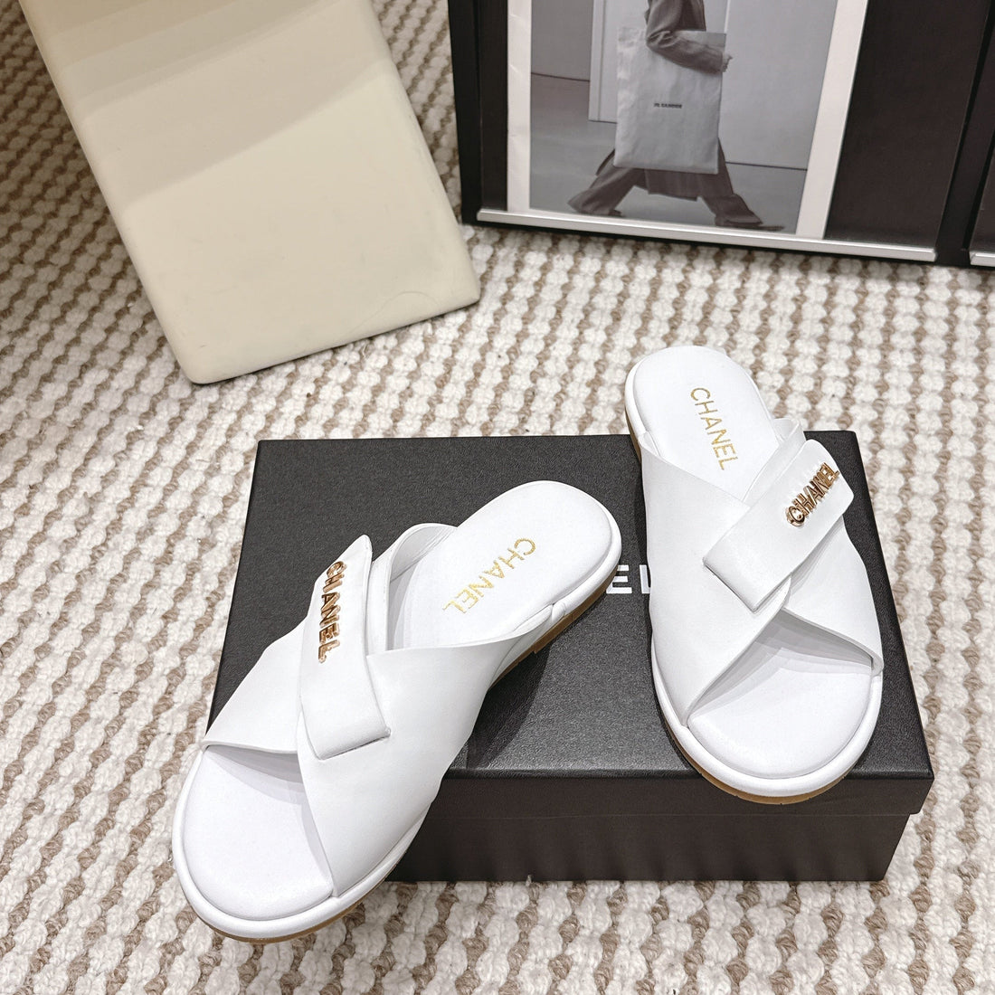 CC 26S Slip-On Sandals White Leather 721686