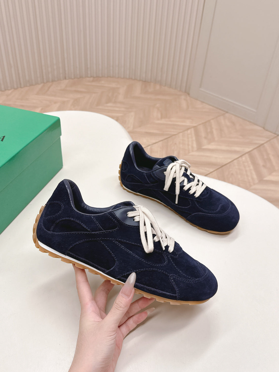 Bv 25S Orbit Flash Sneaker Navy Blue Suede & Nylon Lace-Up 426932