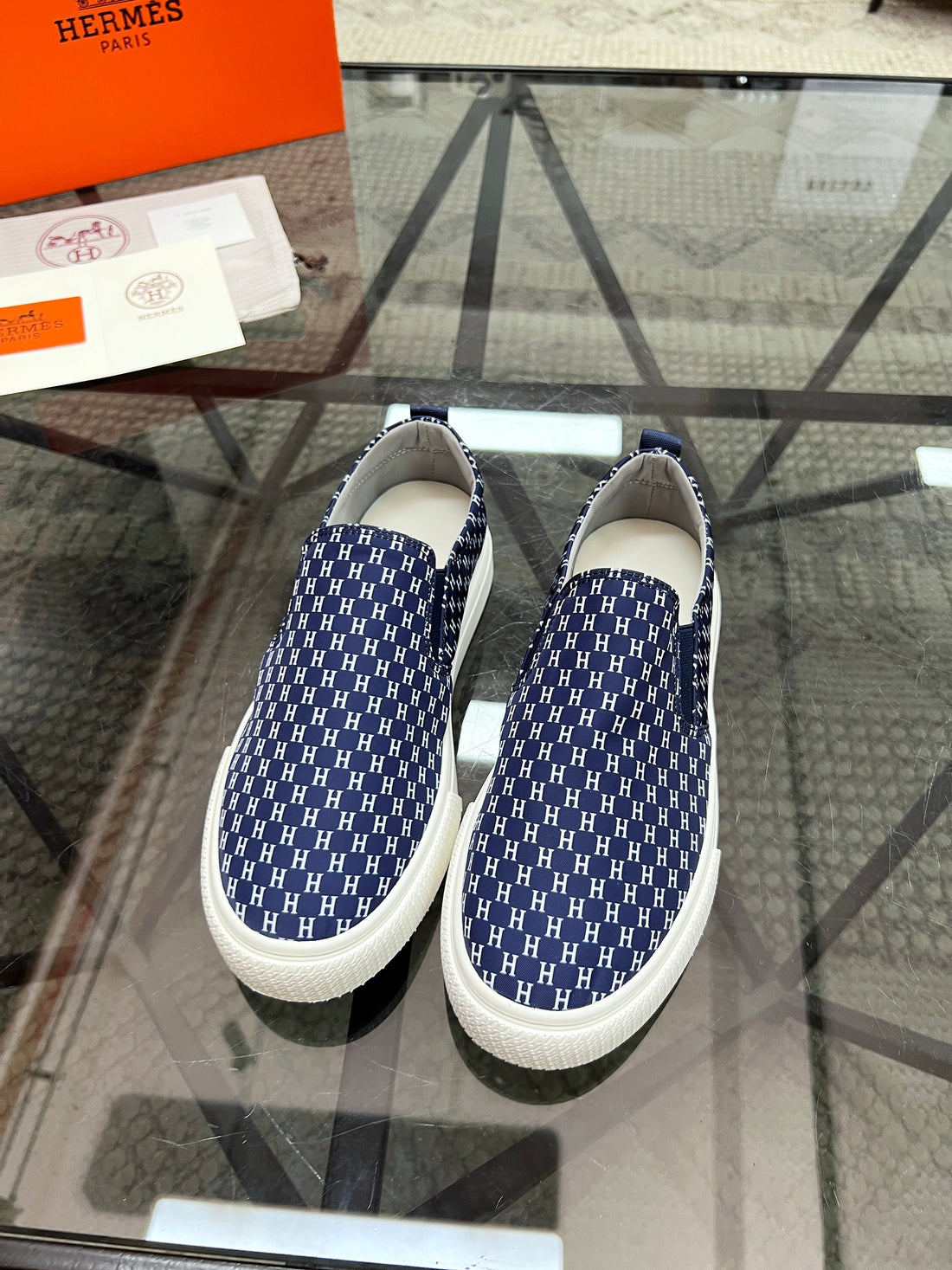 Hm Men's Lucky Slip-On Blue Printed Fabric 741690