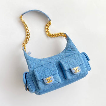 CC Multi-Pocket Hobo Bag 31 Light Blue Denim