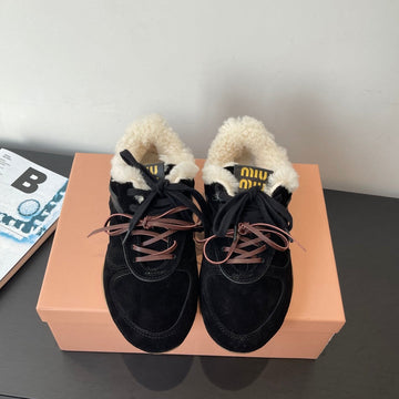 Miu Miu 25 Sneaker Black Suede Wool 521961