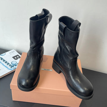 Miu Miu 26 Heeled Boots Black Cowhide 521957