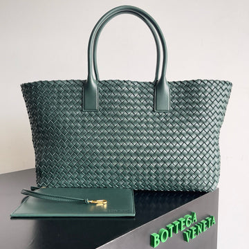 Bv Large Cabat Bag 51CM Green Leather Ghw