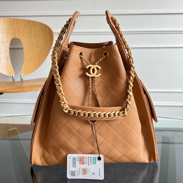 Chanel 25S Hobo Bag 40 In Caramel Brown Caviar With Gold Hardware