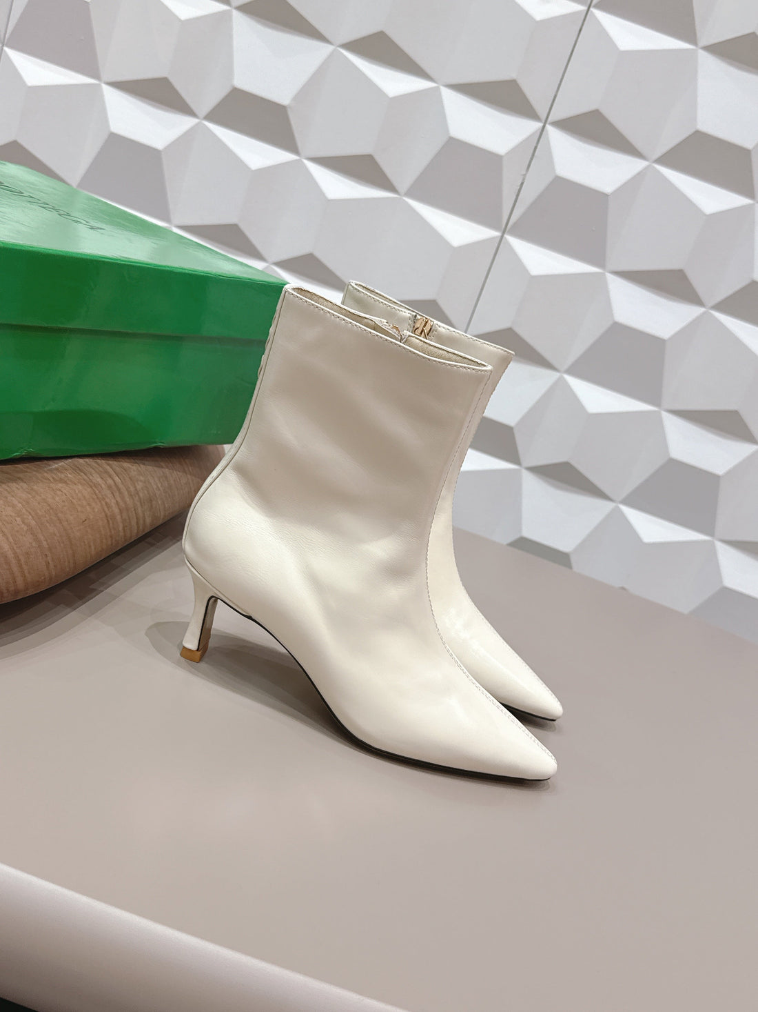 Bv Sofia Ankle Boot 7CM White Lambskin 613292