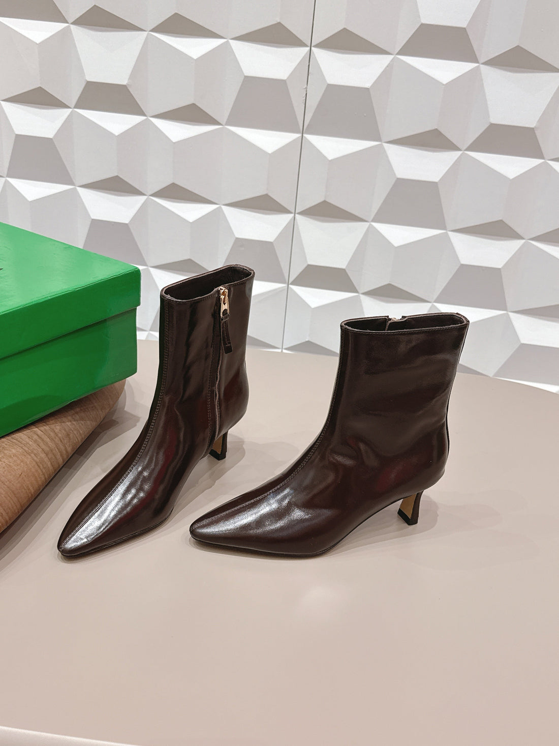 Bv Sofia Ankle Boot 7CM Brown Mix Red Lambskin 613290