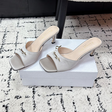 CD Square-Toed Sandal Grey Satin 617521