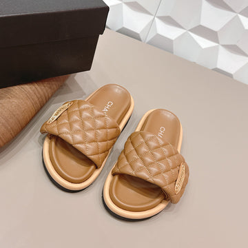 CC 26S Sandals Buckle Brown Quilted Leather 613273